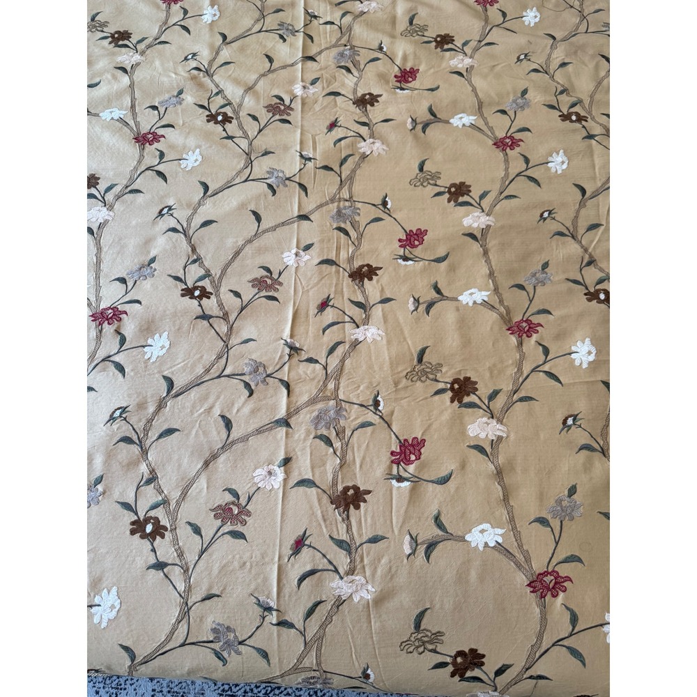 VTG Eastern Accents KING Duvet & Pillow Shams Set Silk embroidered Floral Gold - Picture 3 of 16